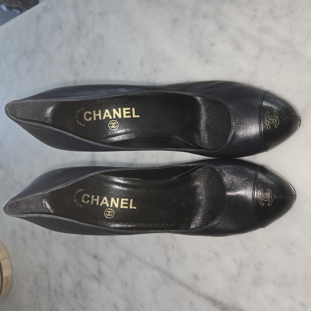 CHANEL Black Leather Heels with Timeless Elegance